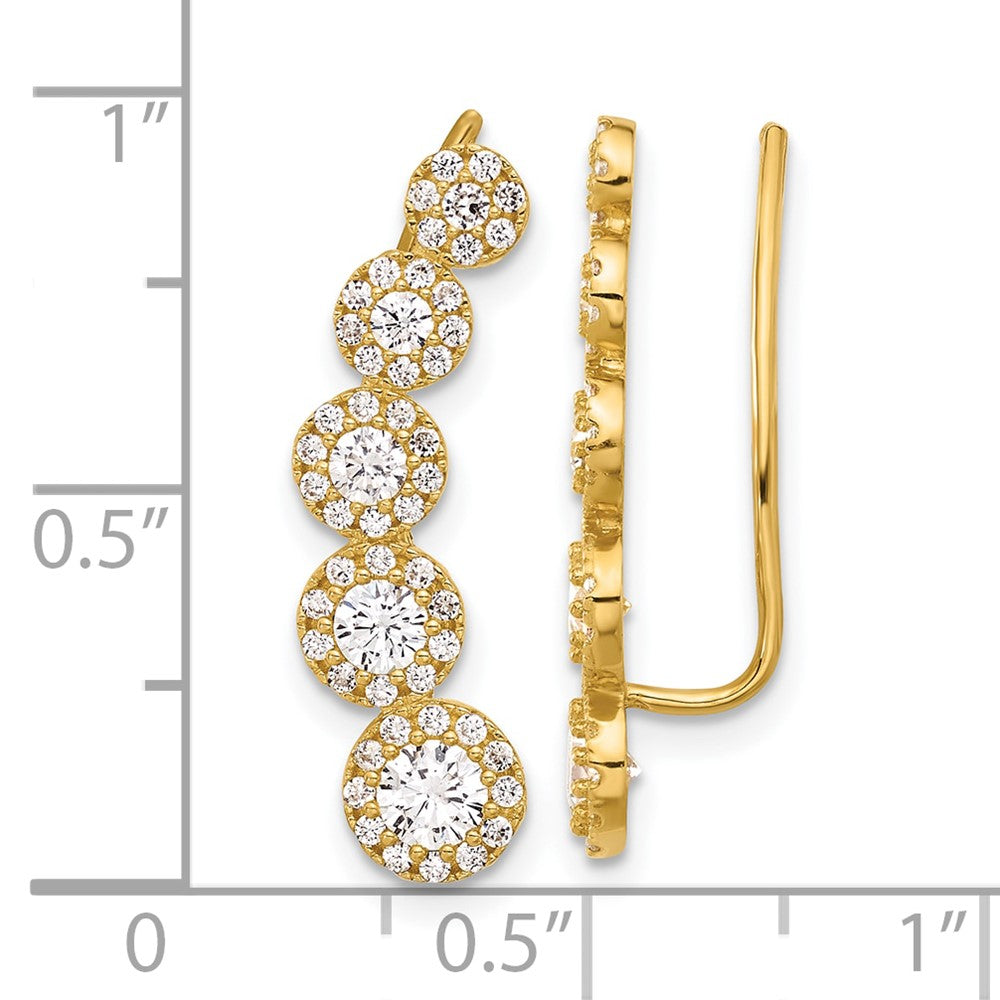 10K Polished 5-Stone Graduated CZ Ear Climbers