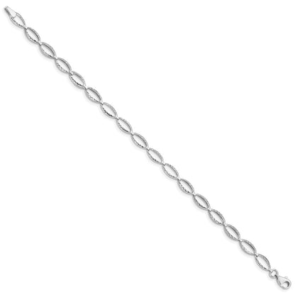 10k White Gold 5mm Polished Oval Link 7.25 inch Bracelet
