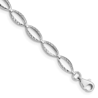 10k White Gold 5mm Polished Oval Link 7.25 inch Bracelet
