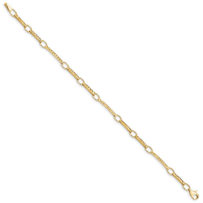 10k Polished and Textured Fancy Link 7.25 inch Bracelet
