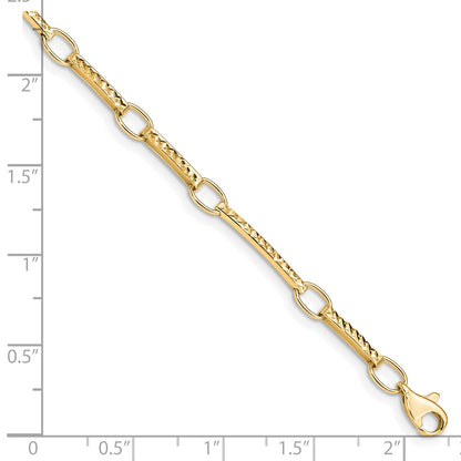 10k Polished and Textured Fancy Link 7.25 inch Bracelet