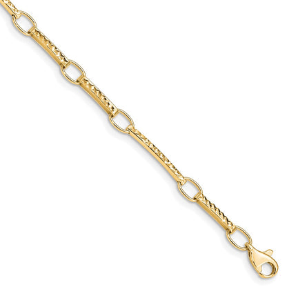 10k Polished and Textured Fancy Link 7.25 inch Bracelet