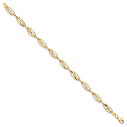 10k Filigree Diamond-Cut 7.25 inch Bracelet