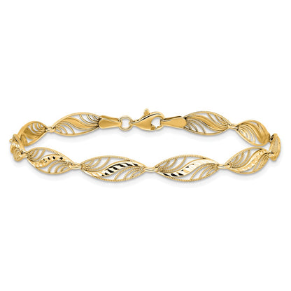 10k Filigree Diamond-Cut 7.25 inch Bracelet
