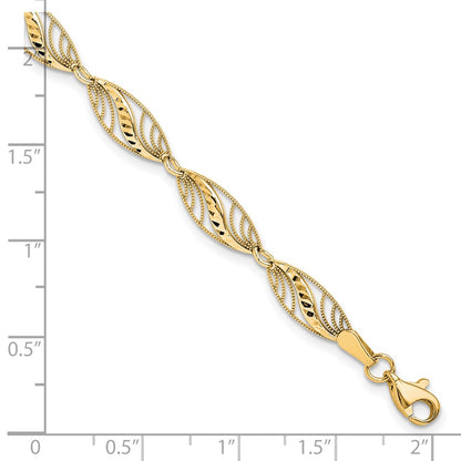 10k Filigree Diamond-Cut 7.25 inch Bracelet