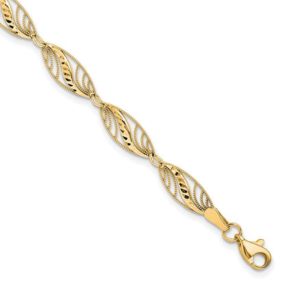 10k Filigree Diamond-Cut 7.25 inch Bracelet