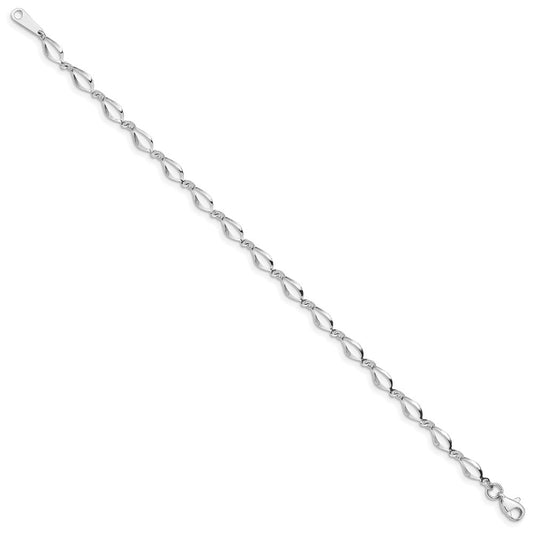 10k White Gold Polished Fancy Link 7.25 inch Bracelet