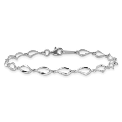 10k White Gold Polished Fancy Link 7.25 inch Bracelet