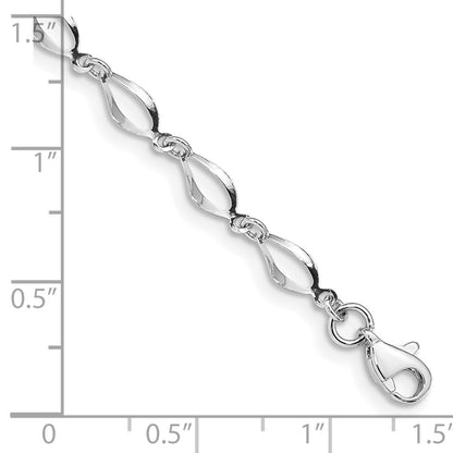10k White Gold Polished Fancy Link 7.25 inch Bracelet