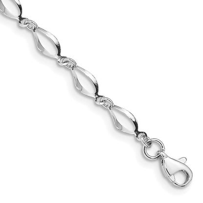 10k White Gold Polished Fancy Link 7.25 inch Bracelet