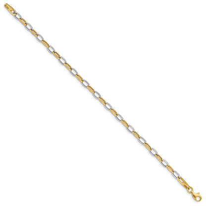 10k Two-tone 4mm Polished Open Link Cable 7.25 inch Bracelet