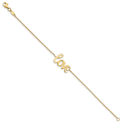 10K Polished LOVE Script 7 inch Bracelet