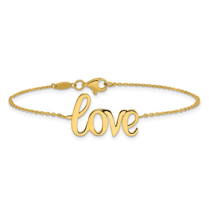 10K Polished LOVE Script 7 inch Bracelet