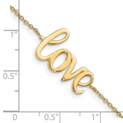 10K Polished LOVE Script 7 inch Bracelet