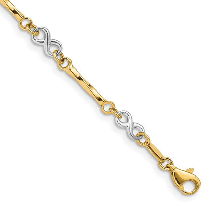 10k Two-tone Infinity and Fancy Link 7.5 inch Bracelet
