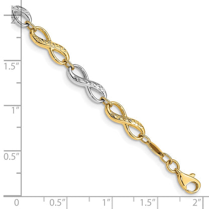 10k Two-tone Infinity Symbol 7.5 inch Bracelet