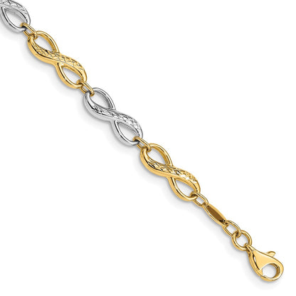 10k Two-tone Infinity Symbol 7.5 inch Bracelet