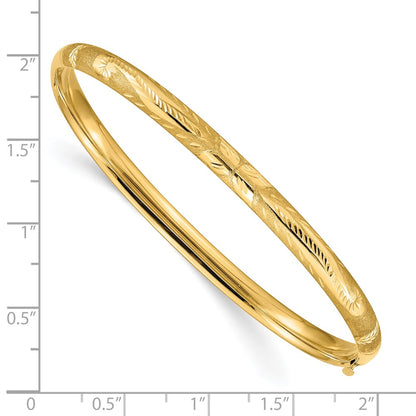 10k 3/16 Florentine Engraved 5mm Hinged Bangle Bracelet