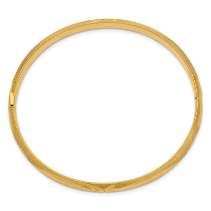 10k 4/16 Florentine Engraved 6mm Hinged Bangle Bracelet