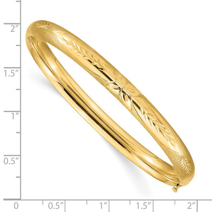 10k 4/16 Florentine Engraved 6mm Hinged Bangle Bracelet