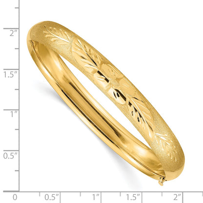 10k 5/16 Florentine Engraved 8mm Hinged Bangle Bracelet