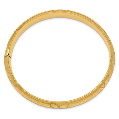 10k 7/16 Florentine Engraved 10mm Hinged Bangle Bracelet