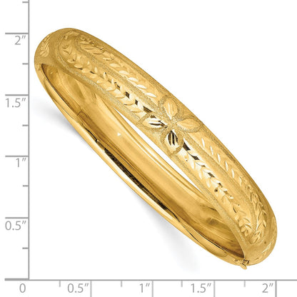 10k 7/16 Florentine Engraved 10mm Hinged Bangle Bracelet