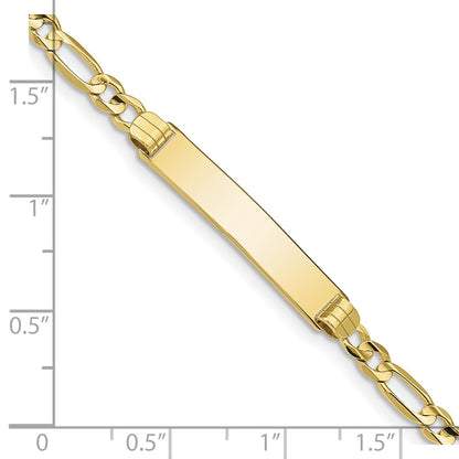 10k Polished Solid Chain/Solid Plate Figaro Link 25x5mm Plate 7 inch ID Bracelet
