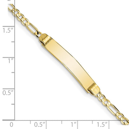 10k Polished Solid Chain/Solid Plate Figaro Link 25x5mm Plate 7 inch ID Bracelet