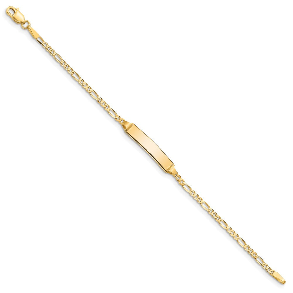 10k Solid Chain/Solid Plate Figaro Link 19.5x4mm Plate 5.5 inch Baby/Child ID Bracelet