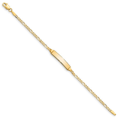 10k Solid Chain/Solid Plate Figaro Link 19.5x4mm Plate 5.5 inch Baby/Child ID Bracelet