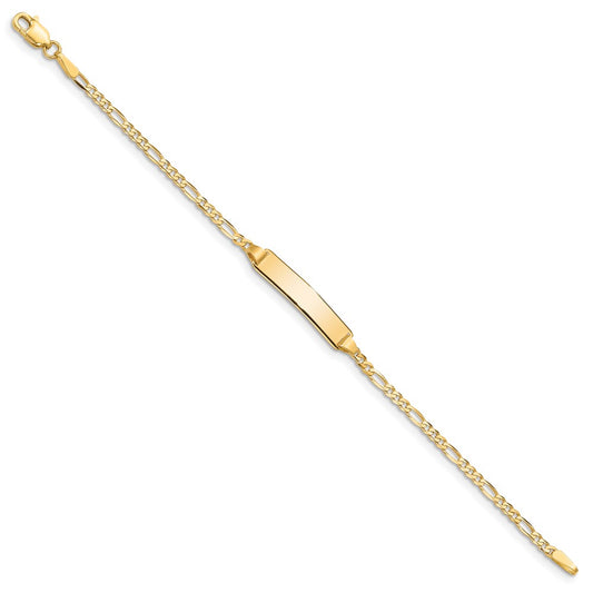 10k Solid Chain/Solid Plate Figaro Link 19.5x4mm Plate 5.5 inch Baby/Child ID Bracelet