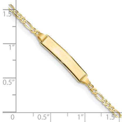 10k Solid Chain/Solid Plate Figaro Link 19.5x4mm Plate 6 inch Baby/Child ID Bracelet