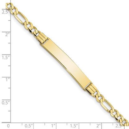 10k Polished Solid Chain/Solid Plate Figaro Link 33x7mm Plate 7 inch ID Bracelet