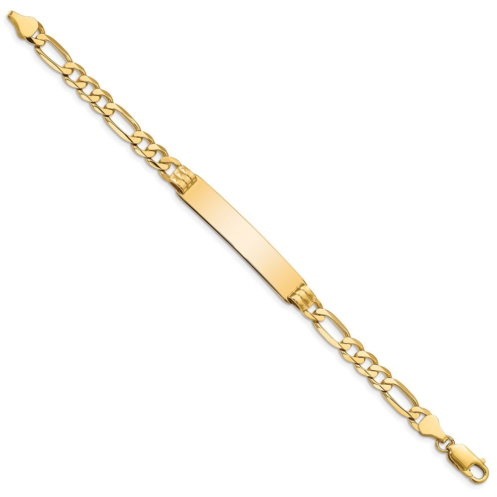 10k Polished Solid Chain/Solid Plate Figaro Link 39x8mm Plate 8 inch ID Bracelet