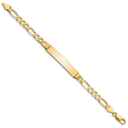 10k Polished Solid Chain/Solid Plate Figaro Link 39x8mm Plate 7 inch ID Bracelet