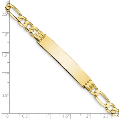 10k Polished Solid Chain/Solid Plate Figaro Link 39x8mm Plate 8 inch ID Bracelet