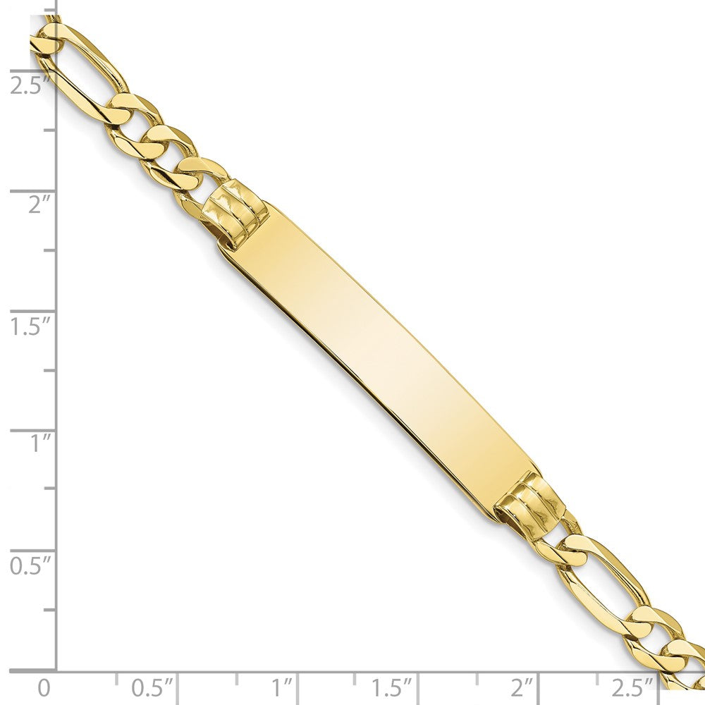 10k Polished Solid Chain/Solid Plate Figaro Link 39x8mm Plate 7 inch ID Bracelet