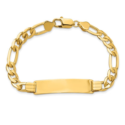 10k Polished Solid Chain/Solid Plate Figaro Link 37x9mm Plate 8 inch ID Bracelet