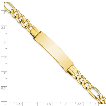 10k Polished Solid Chain/Solid Plate Figaro Link 37x9mm Plate 8 inch ID Bracelet
