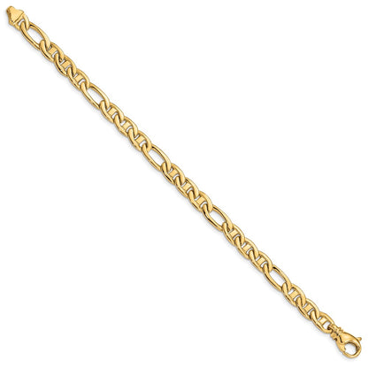 10k 6.5mm Solid Hand-Polished 3 Plus 1 Flat Figaro Anchor 8.25 inch Bracelet