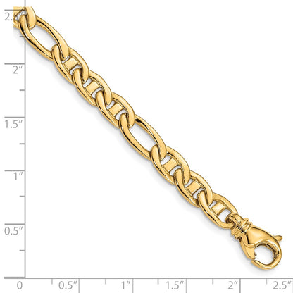 10k 6.5mm Solid Hand-polished 3 Plus 1 Flat Figaro Anchor 7.25 inch Bracelet