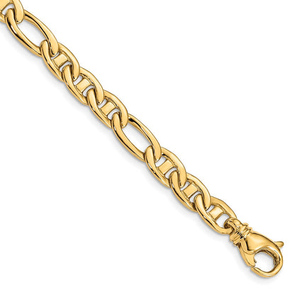 10k 6.5mm Solid Hand-Polished 3 Plus 1 Flat Figaro Anchor 8.25 inch Bracelet