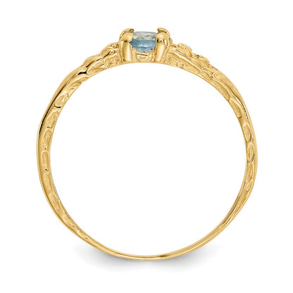 10k Madi K 3mm March / Aquamarine Birthstone Size 3 Baby Ring