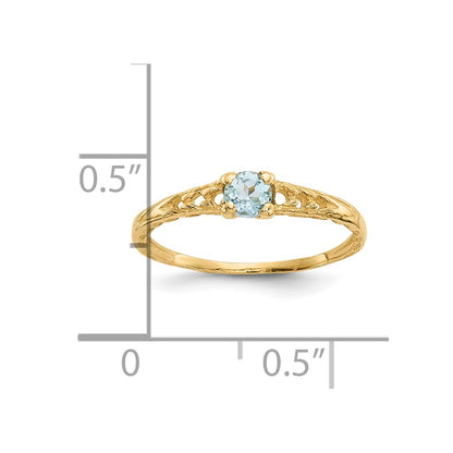 10k Madi K 3mm March / Aquamarine Birthstone Size 3 Baby Ring