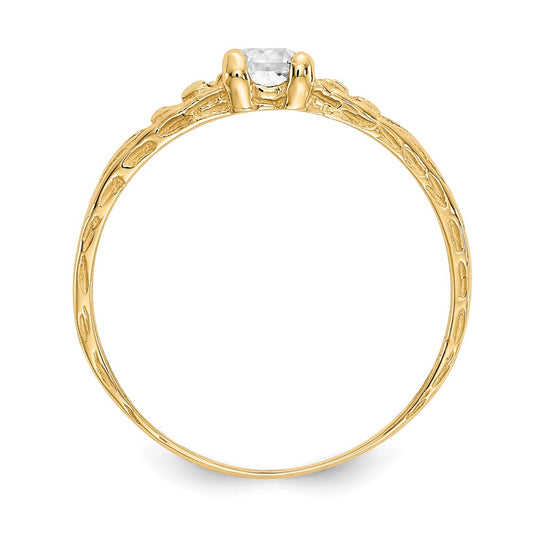 10k Madi K 3mm April / White Topaz Birthstone Size 3 Baby Ring