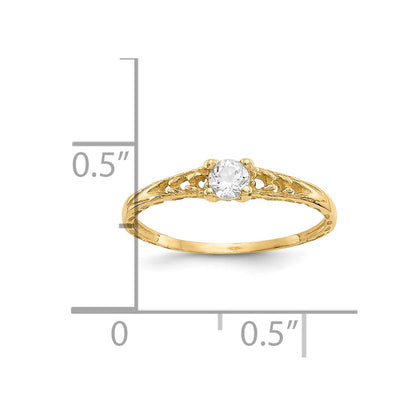 10k Madi K 3mm April / White Topaz Birthstone Size 3 Baby Ring