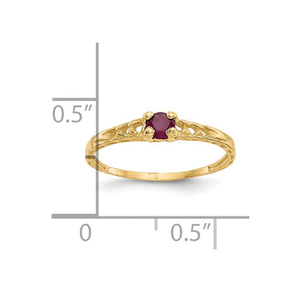 10k Madi K 3mm July / Ruby Birthstone Size 3 Baby Ring