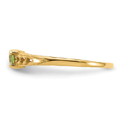 10k Madi K 3mm August / Peridot Birthstone Size 3 Baby Ring