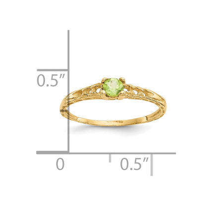 10k Madi K 3mm August / Peridot Birthstone Size 3 Baby Ring